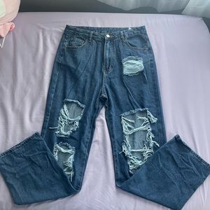 Really comfortable jeans with rips, not supposed to be tight but baggy